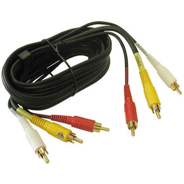 Cmple 3-RCA Composite Video Audio A-V AV Cable GOLD -12 ft 333-N